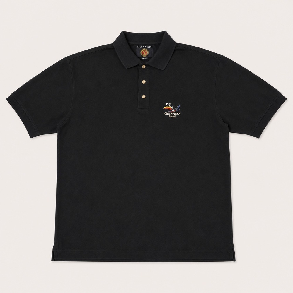 Guinness Dublin Mens XL Black Polo Shirt Embroidered Ireland Beer Logo Cotton